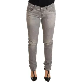 Acht Chic Gray Washed Slim Fit Cotton Jeans