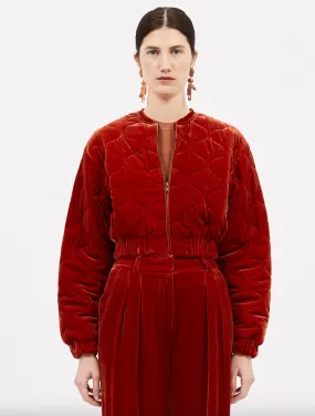 Adair Velvet Quilted Jacket - Carnelian