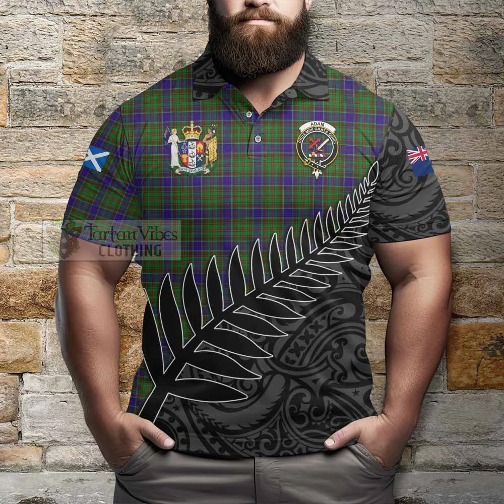 Adam Crest Tartan Polo Shirt with New Zealand Silver Fern Half Style