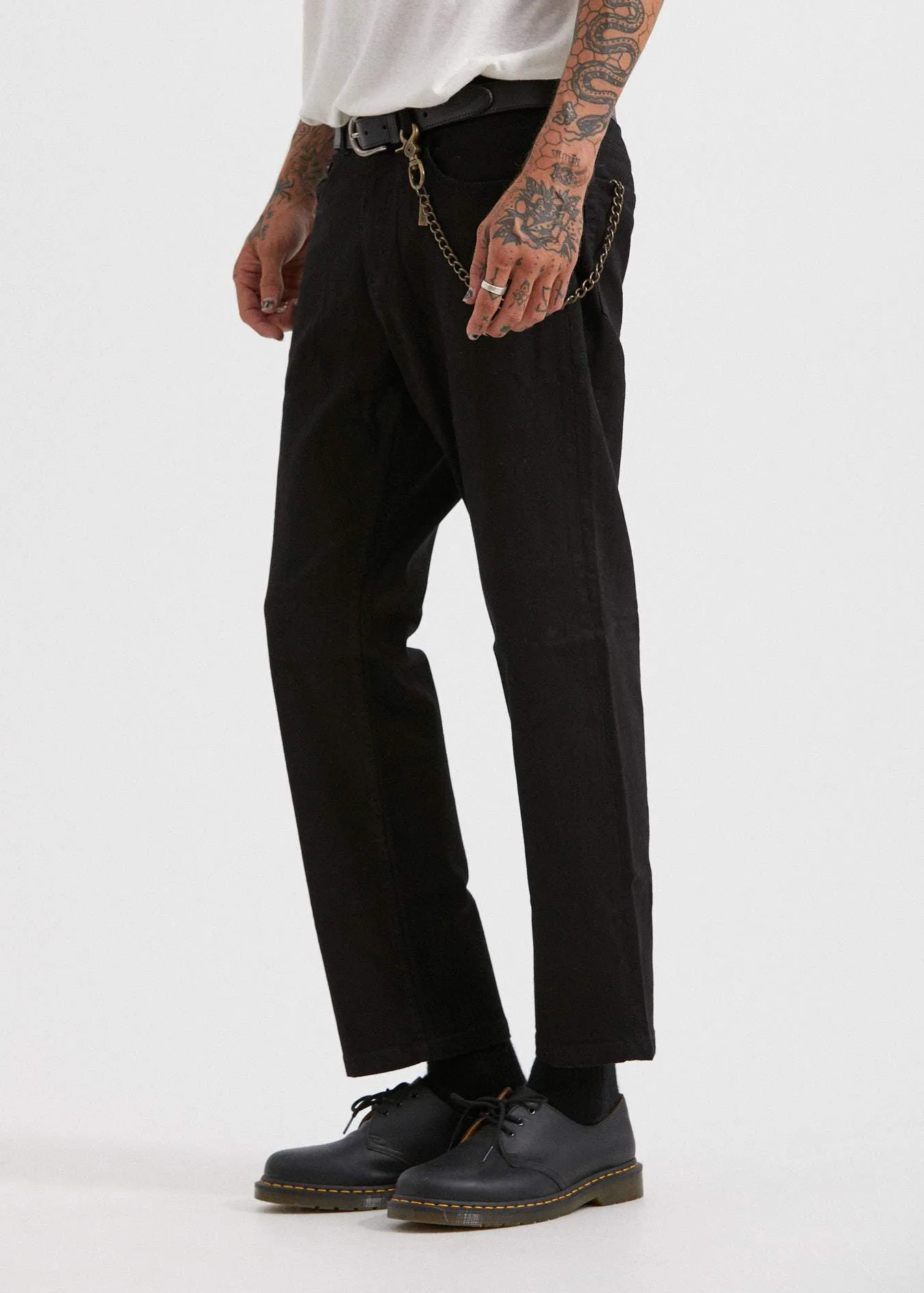 Afends Mens Ninety Twos - Denim Relaxed Fit Jeans - Black