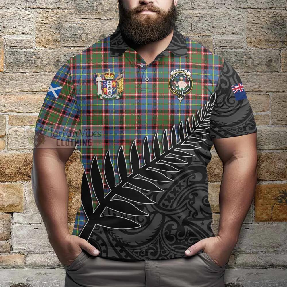 Aikenhead Crest Tartan Polo Shirt with New Zealand Silver Fern Half Style