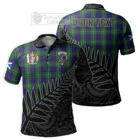 Alexander Crest Tartan Polo Shirt with New Zealand Silver Fern Half Style