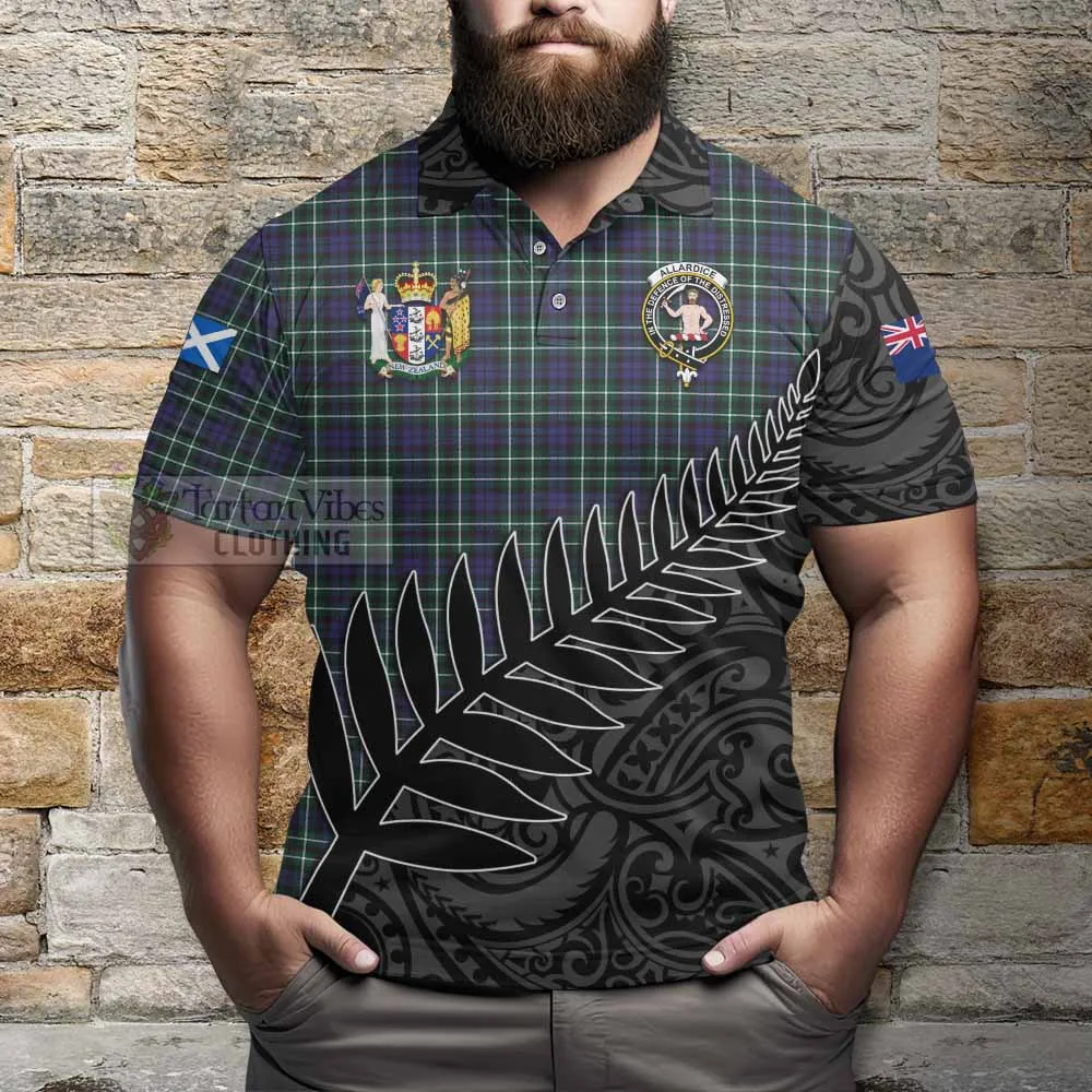 Allardice Crest Tartan Polo Shirt with New Zealand Silver Fern Half Style