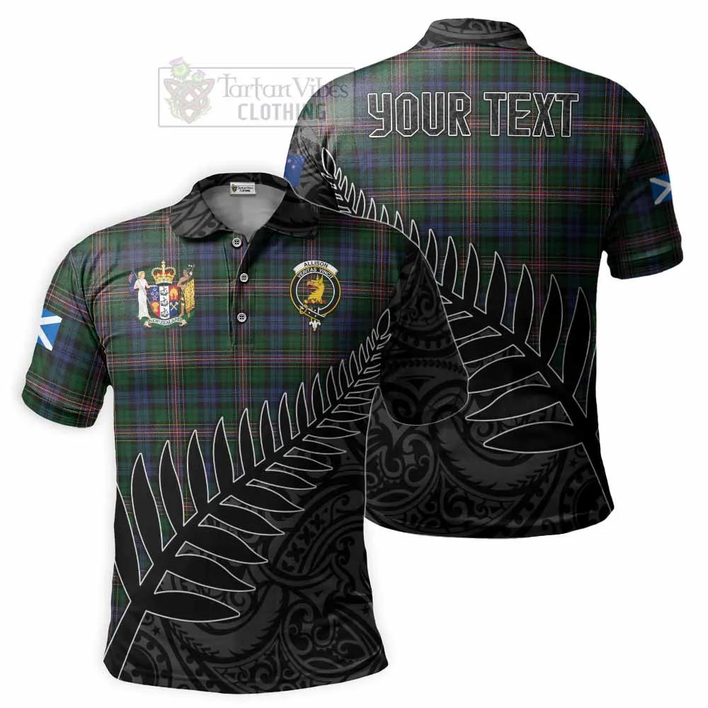 Allison Crest Tartan Polo Shirt with New Zealand Silver Fern Half Style