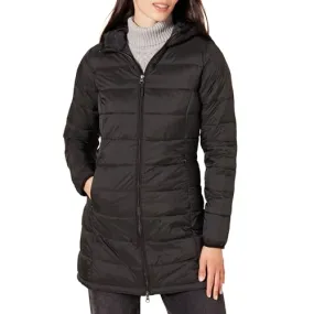 Amazon Essentials Women's Lightweight Water-Resistant Hooded Puffer Coat (Available in Plus Size), Black, Large