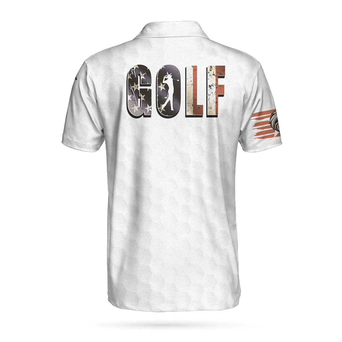 American Golfer Eagle Golf Ball Texture Polo Shirt, Ripped American Flag Polo Shirt, Patriotic Golf Shirt For Men Coolspod