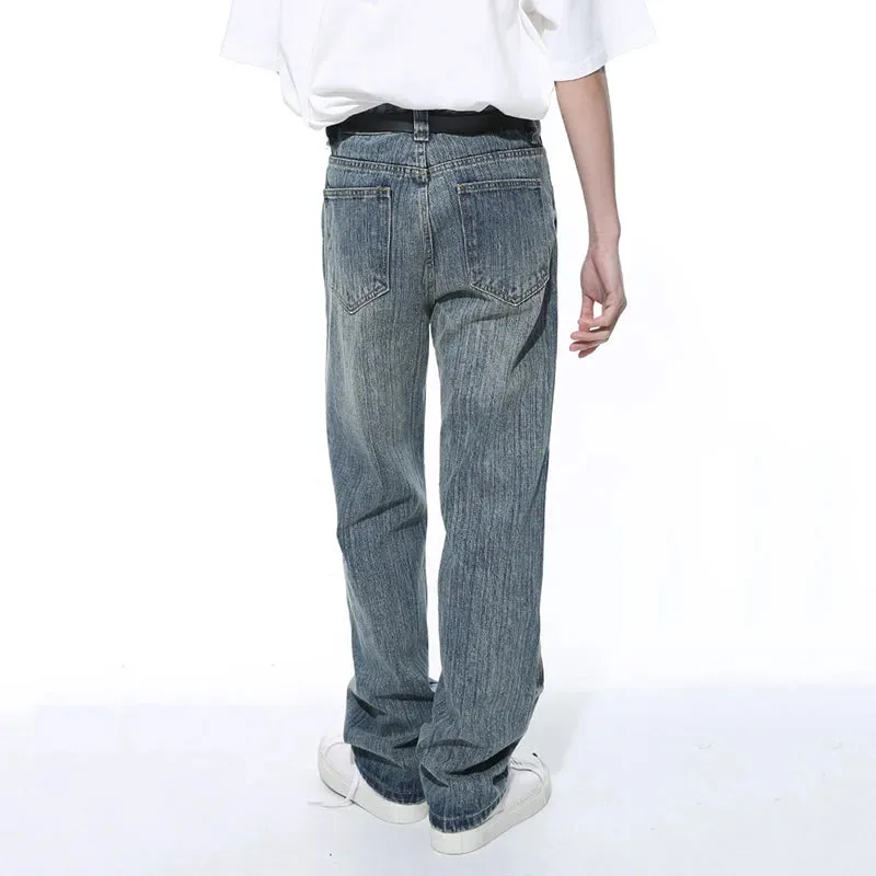 American Style Jeans Fashion Long Wide Leg Denim Pants Zipper Pocket Casual Loose Summer Male Trousers 9C5252