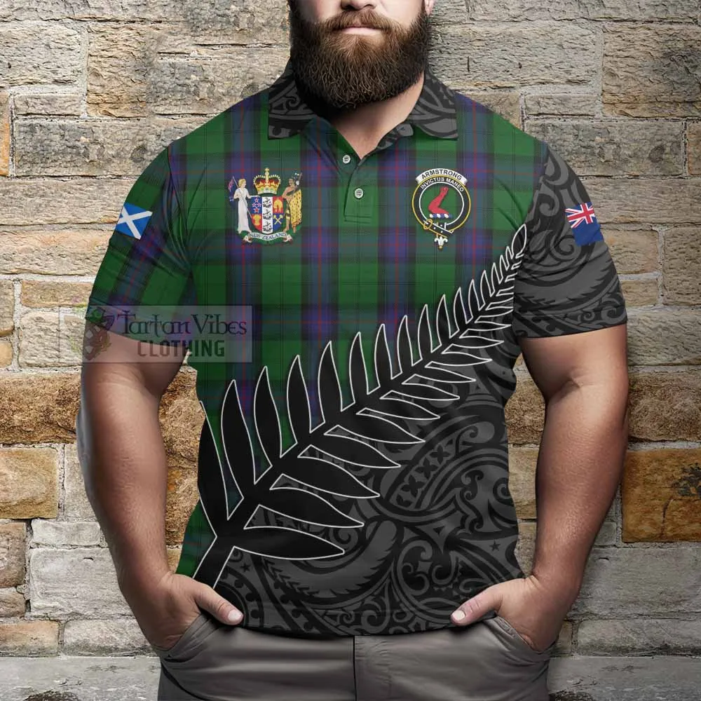 Armstrong Crest Tartan Polo Shirt with New Zealand Silver Fern Half Style