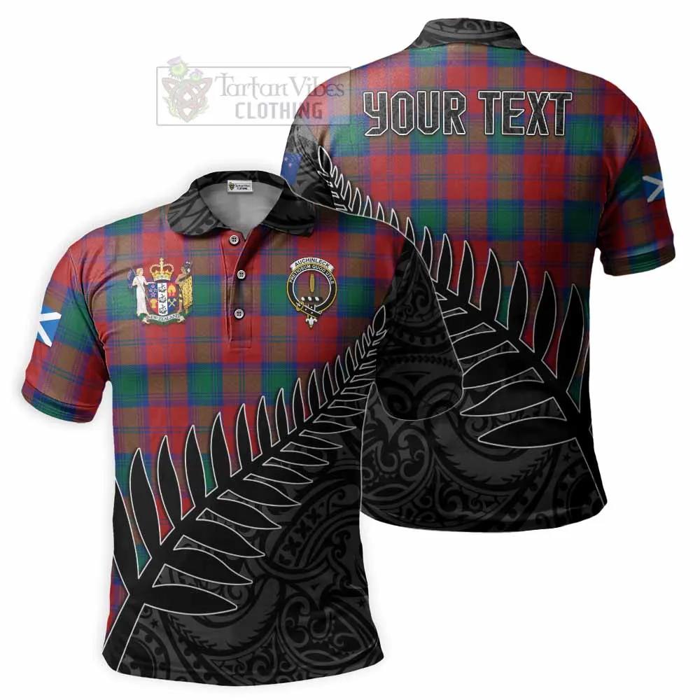 Auchinleck (Affleck) Crest Tartan Polo Shirt with New Zealand Silver Fern Half Style