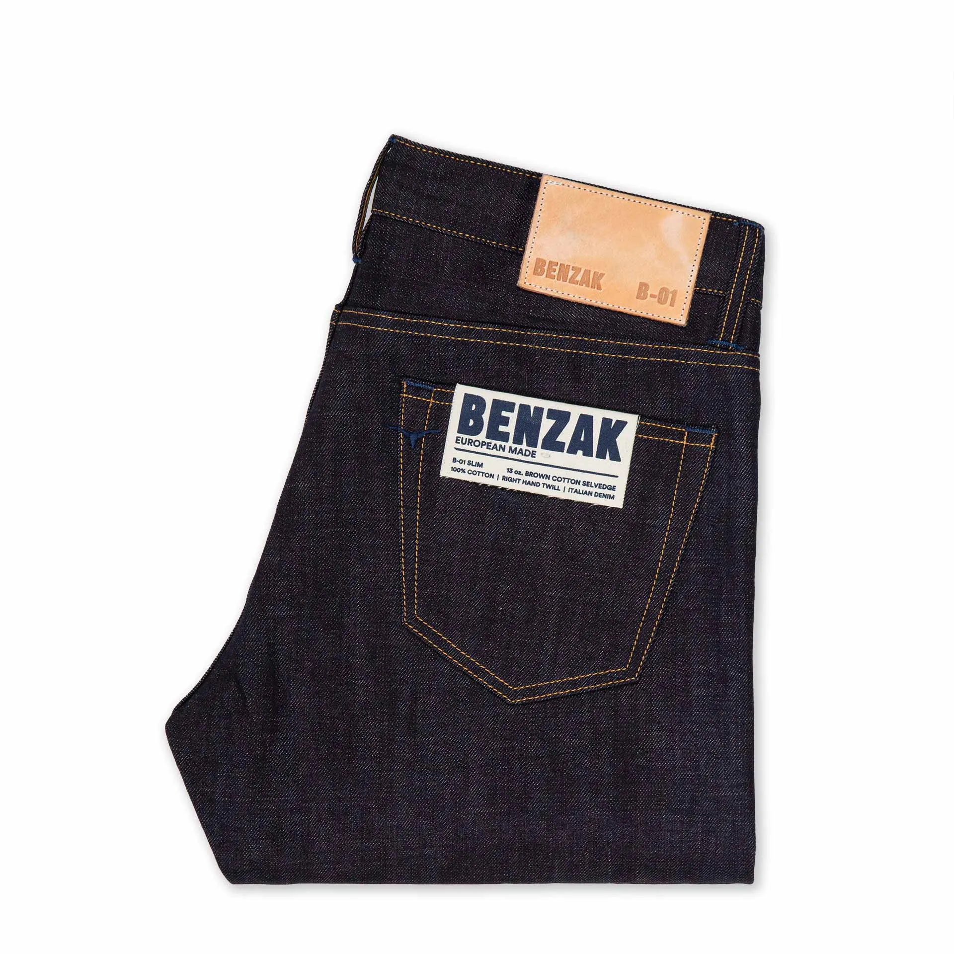 B-01 SLIM 13 oz. brown cotton selvedge