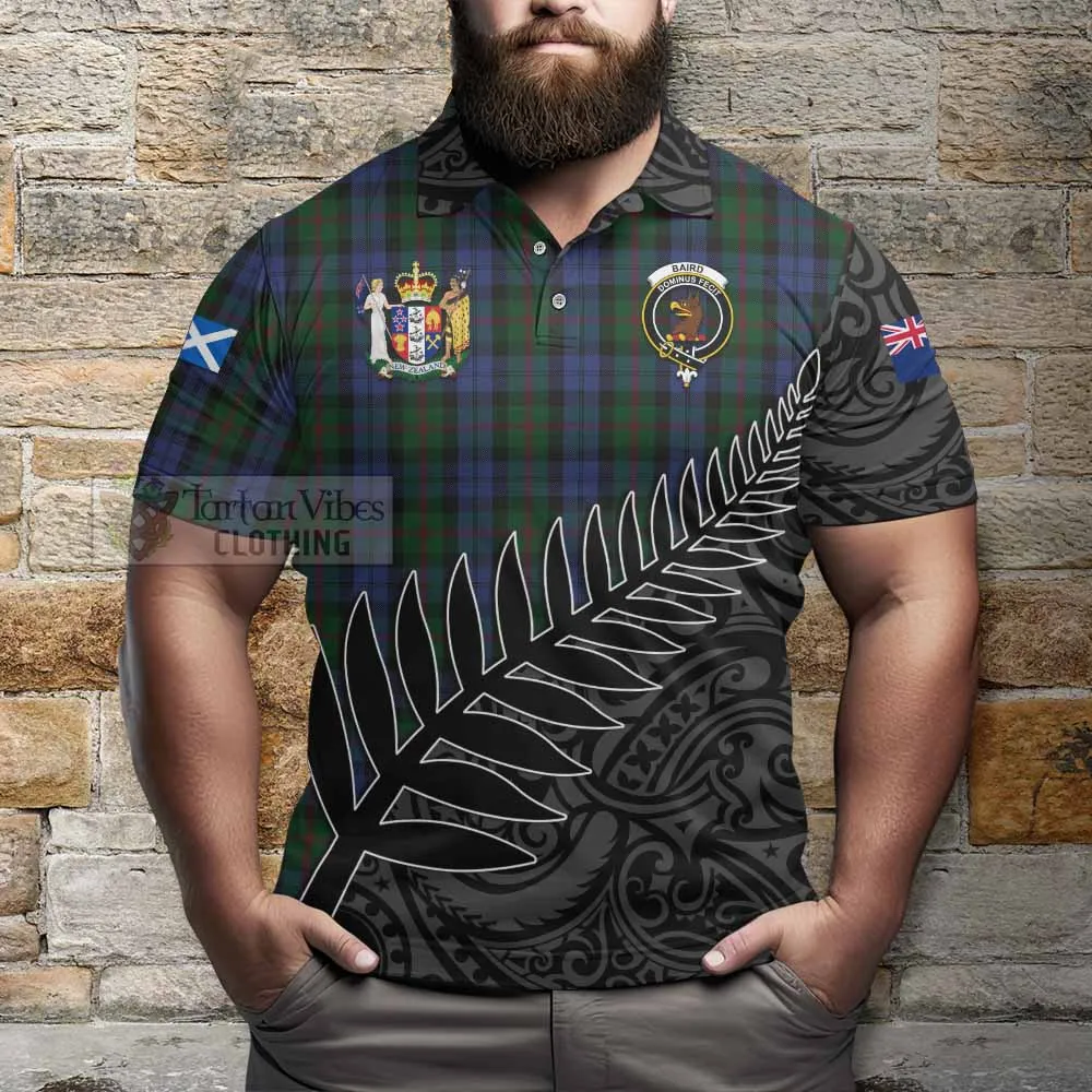 Baird Crest Tartan Polo Shirt with New Zealand Silver Fern Half Style