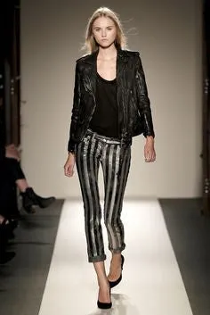 Balmain - Black and Silver Embellished  Striped Jeans - FR 40