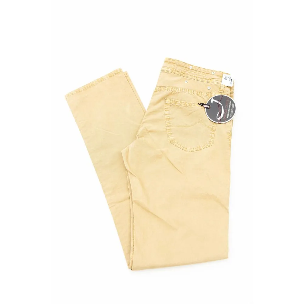 Beige Cotton Men Jean