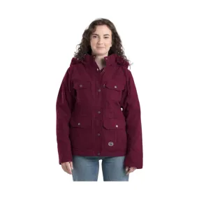 Berne Women's Vintage Washed Duck Barn Coat - Maroon