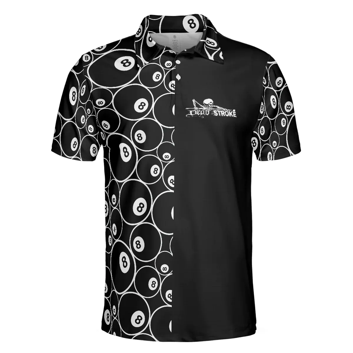 Billiards Skeleton Dead Stroke Short Sleeve Polo Shirt, 8-ball Polo Shirt, Best Billiards Shirt For Men