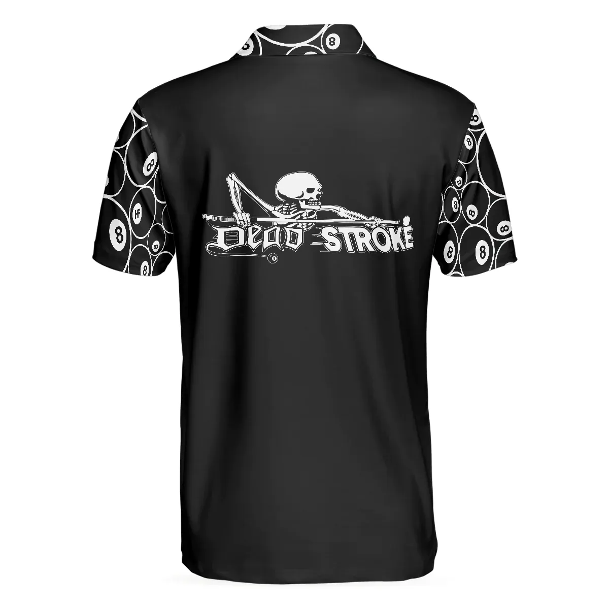 Billiards Skeleton Dead Stroke Short Sleeve Polo Shirt, 8-ball Polo Shirt, Best Billiards Shirt For Men