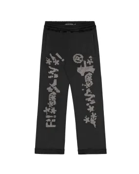 Black Studded Censored Sweatpants