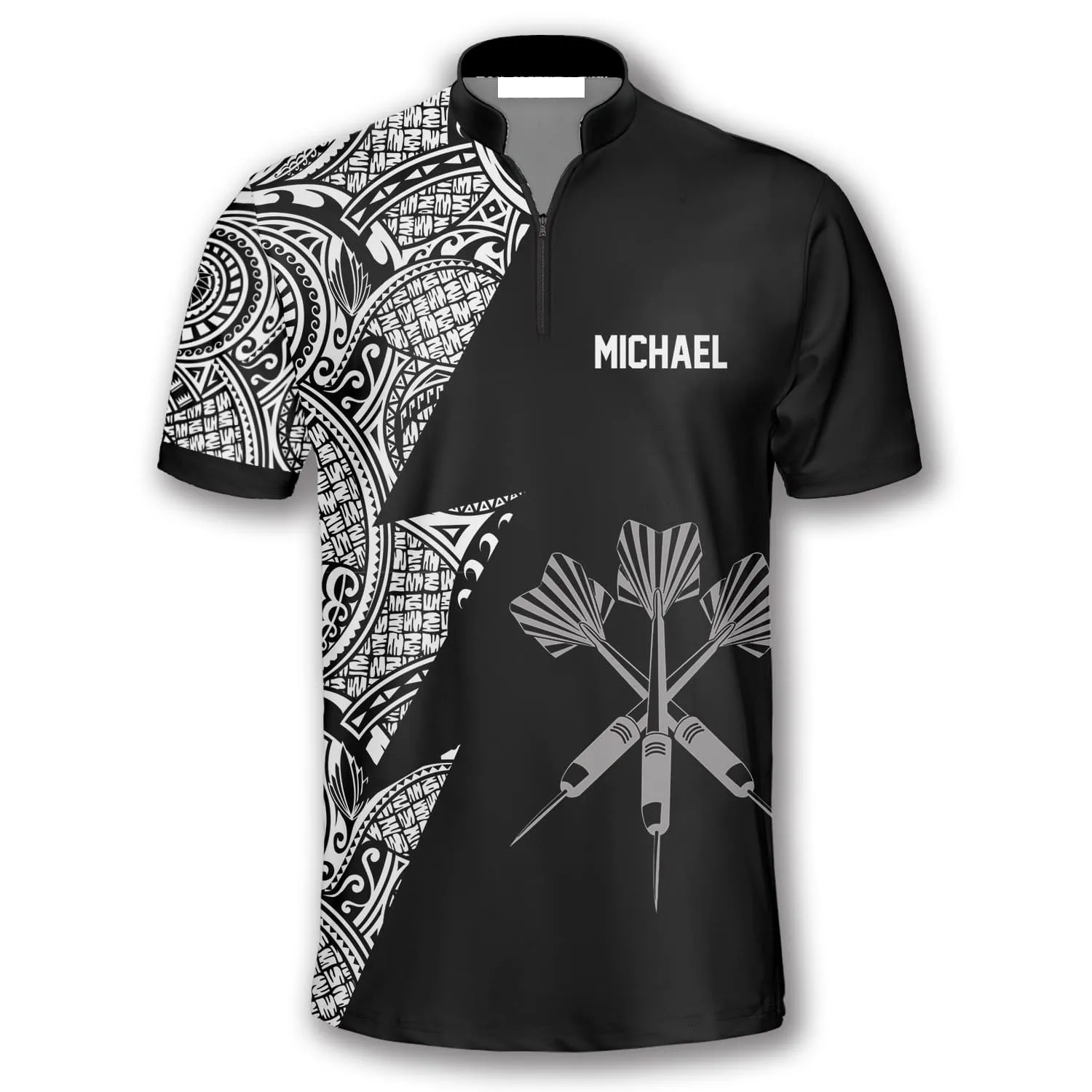 Black White Tribal Custom Darts Jerseys For Men, Gift for Dart Lovers