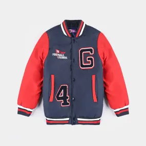 Boys Quilted Jacket Varsity-G-R Navy