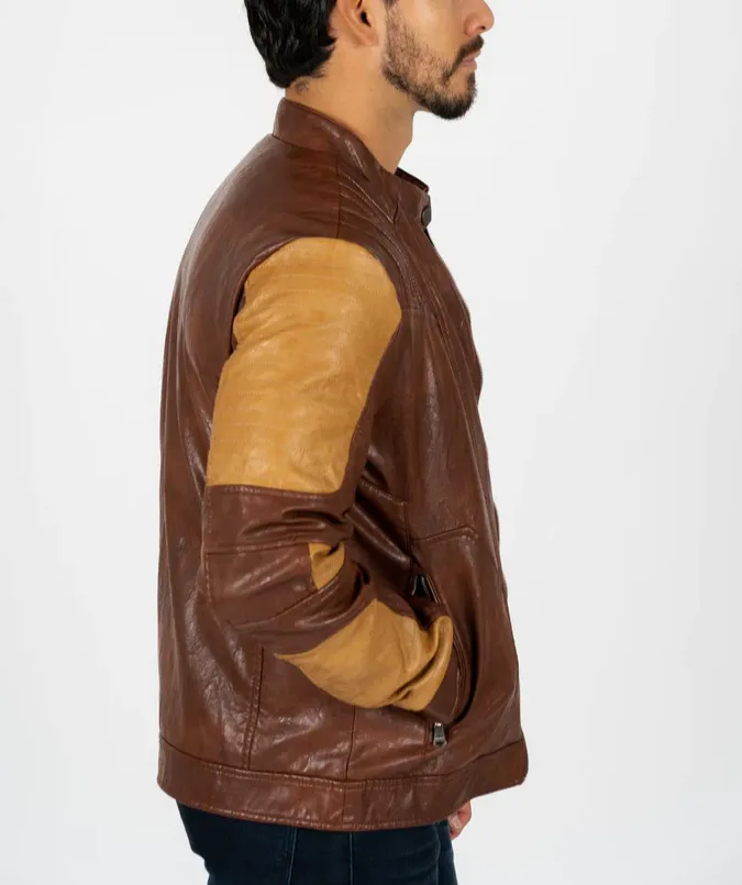 Brown and Yellow Leather Quilting Vintage Jacket