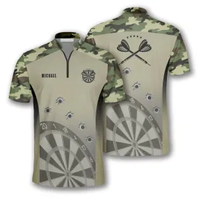 Camouflage Gun Holes Custom Darts Jerseys for Men, Funny Dart Shirt, Idea Gift for Dart Player