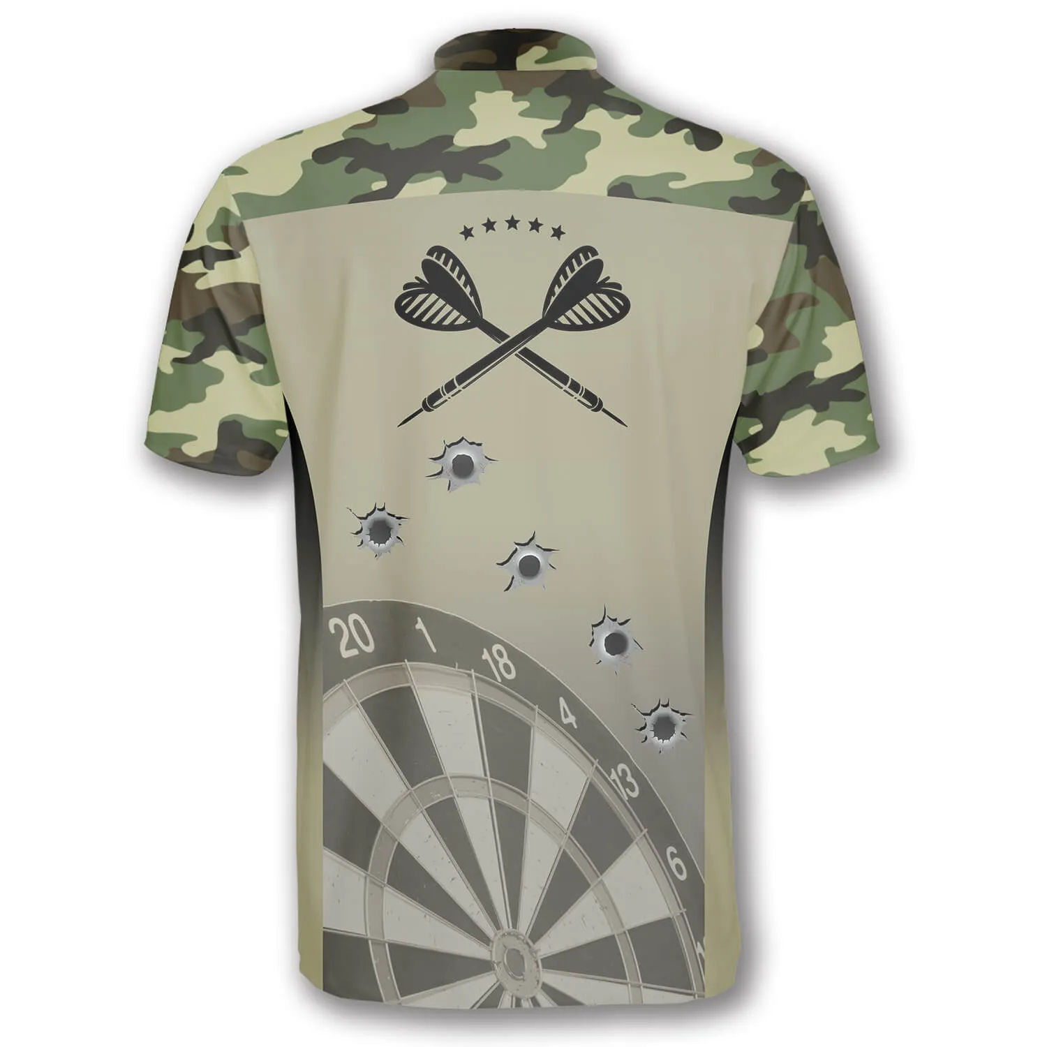 Camouflage Gun Holes Custom Darts Jerseys for Men, Funny Dart Shirt, Idea Gift for Dart Player