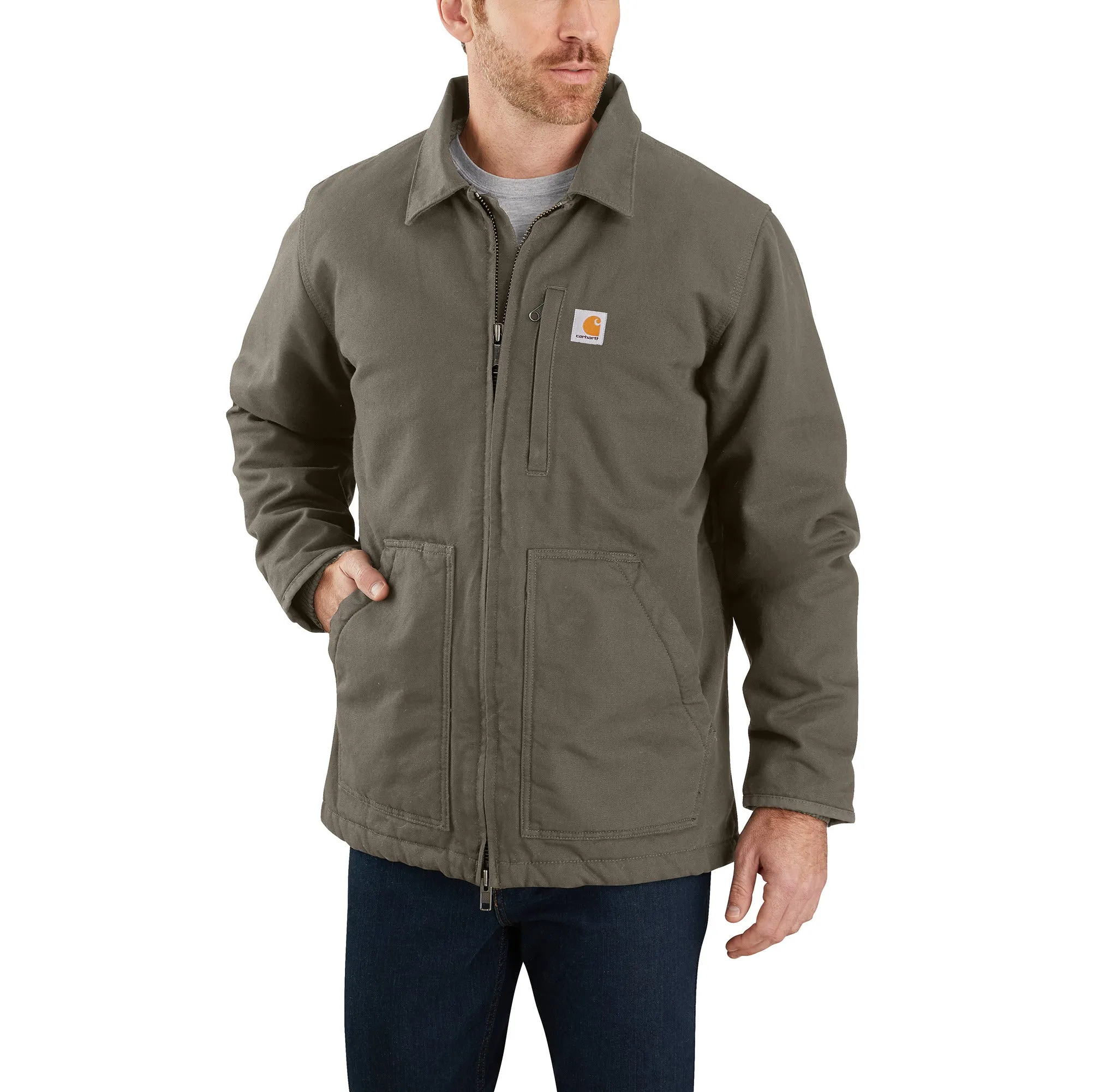 Carhartt Men's Loose Fit Washed Duck Sherpa-Lined Coat