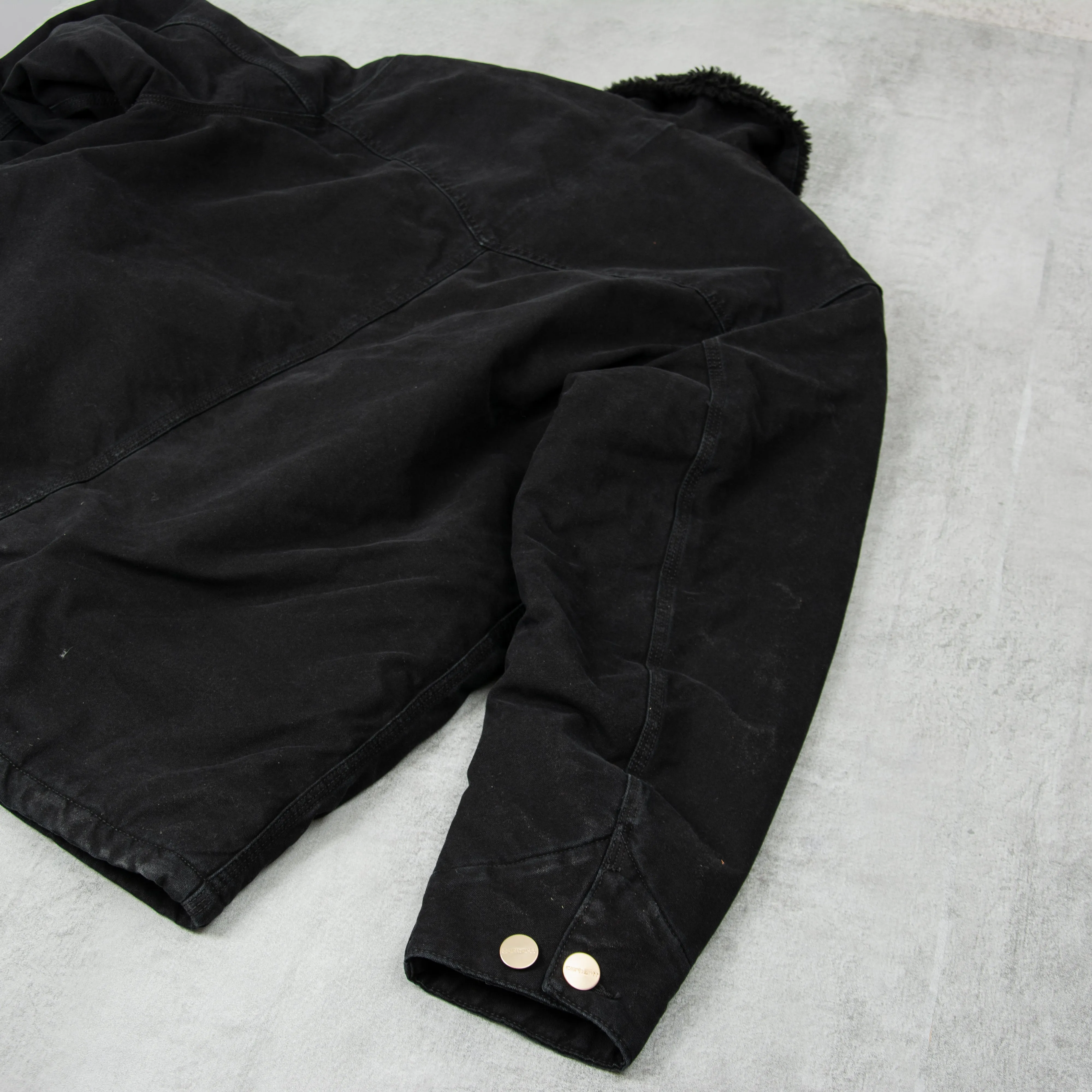 Carhartt WIP Newman Coat - Black Heavy Stone Wash