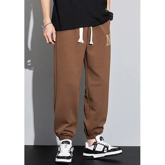 Casual Tapered Knitted Letter Sweatpant