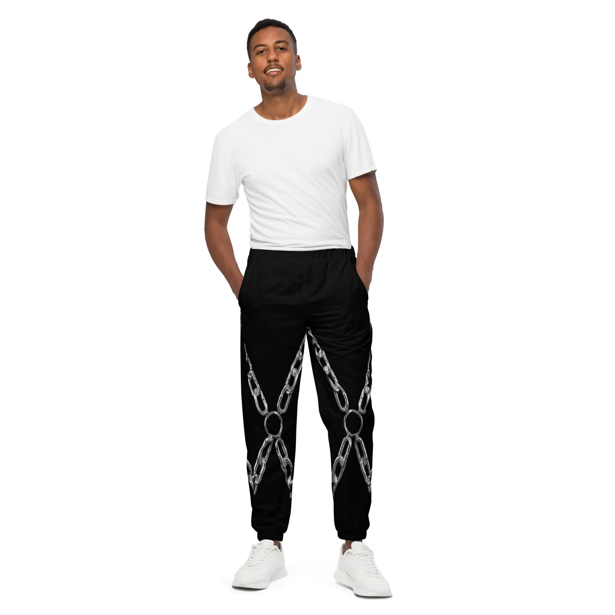 Chain Harness Black Track Pants