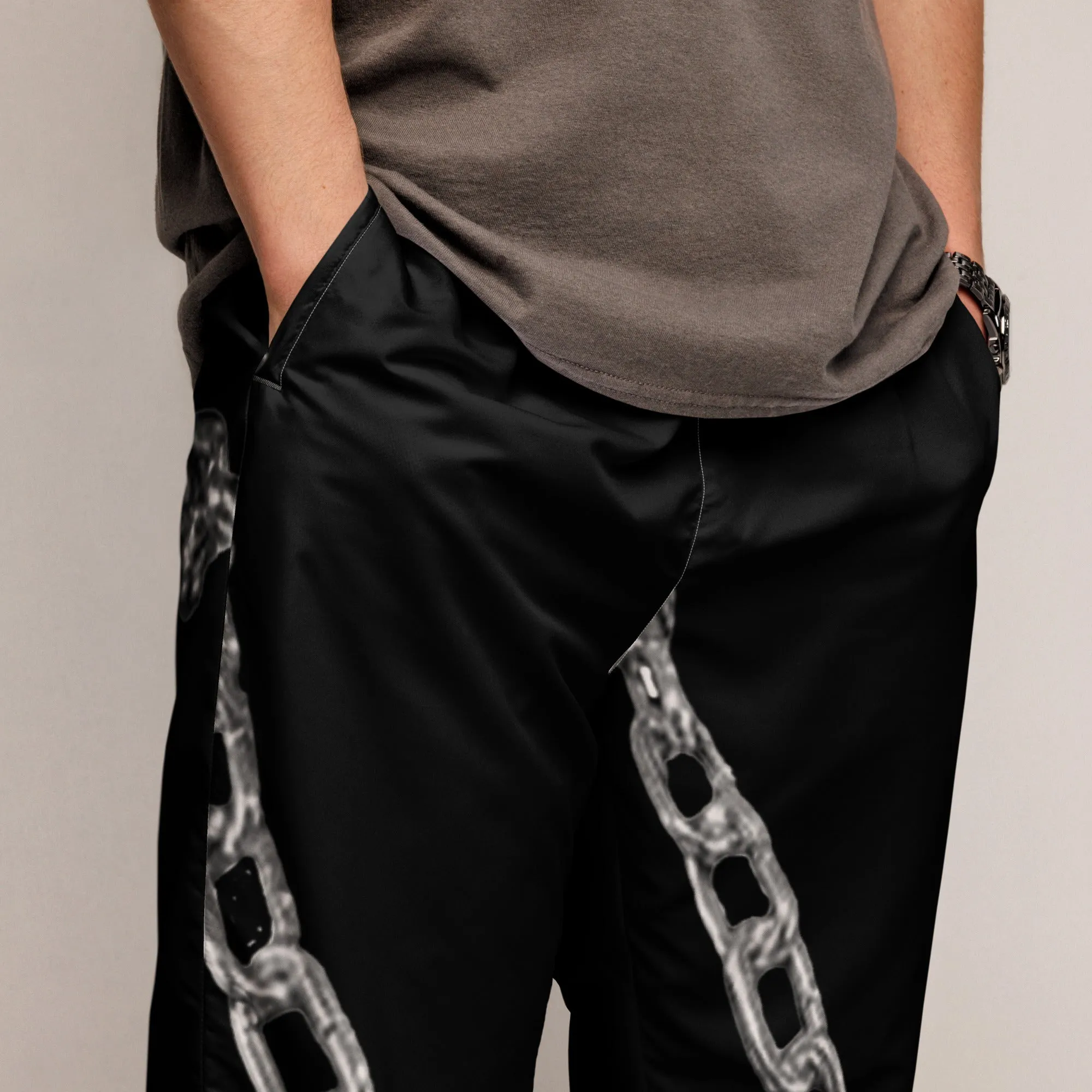 Chain Harness Black Track Pants