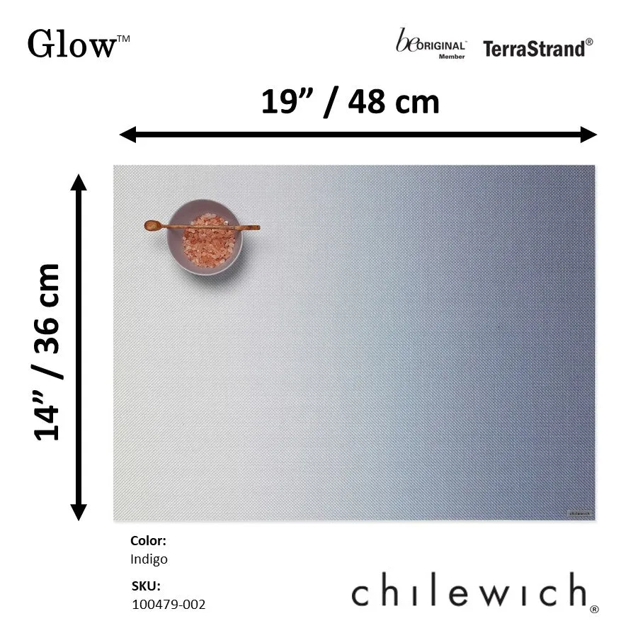 Chilewich TerraStrand¬Æ Microban¬Æ Glow Woven Table Mat/Placemat, Rectangle, 36 x 48 cm, Indigo