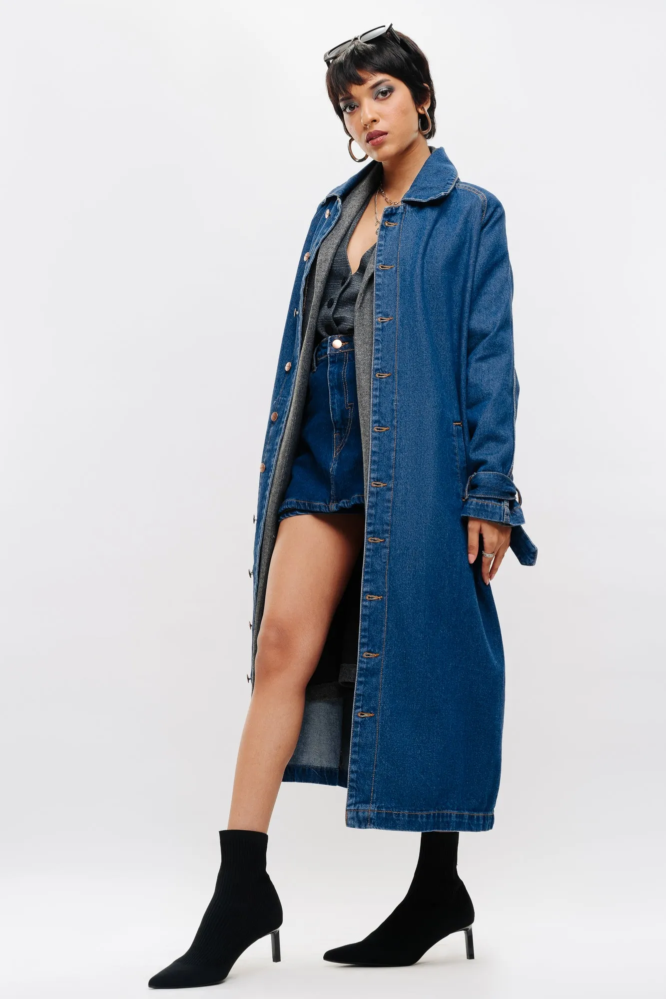 Classic Denim Trench Coat