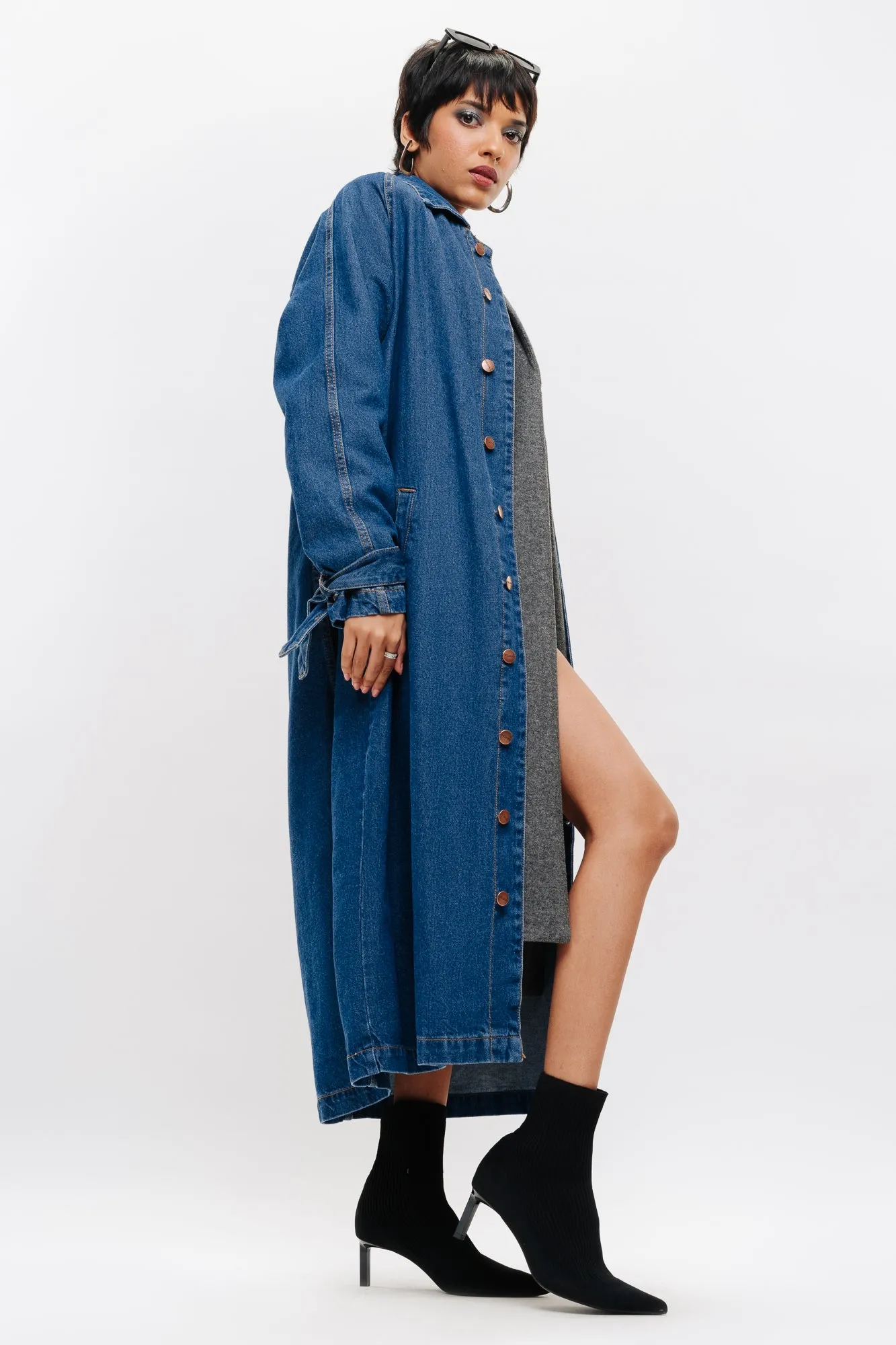 Classic Denim Trench Coat