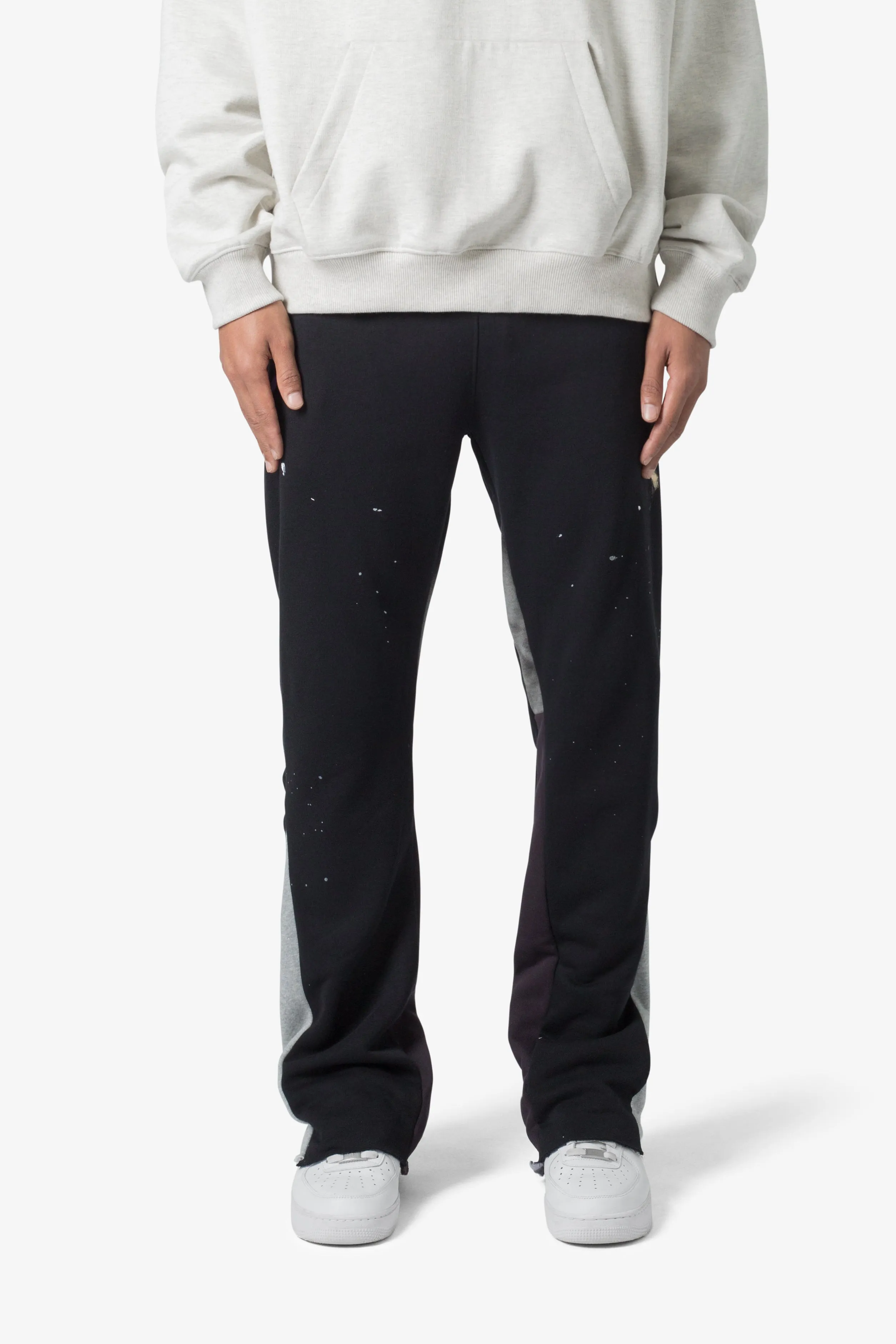 Contrast Bootcut Sweatpants - Black