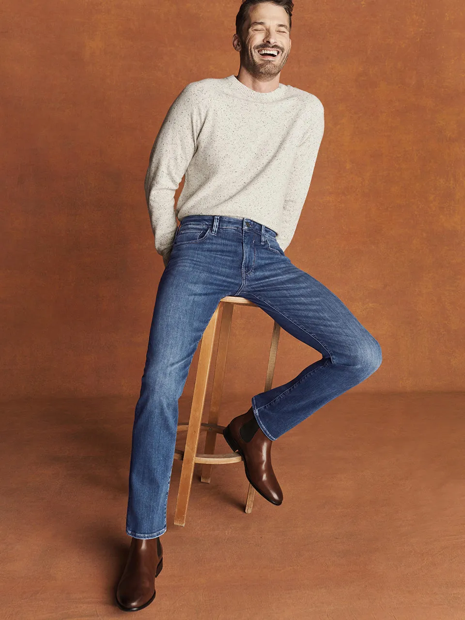 Cool Tapered Leg Jeans In Mid Brushed Refined