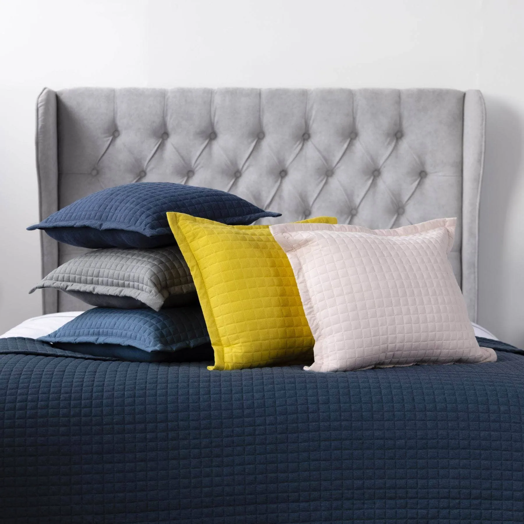 Crompton Quilted Cushion - Navy