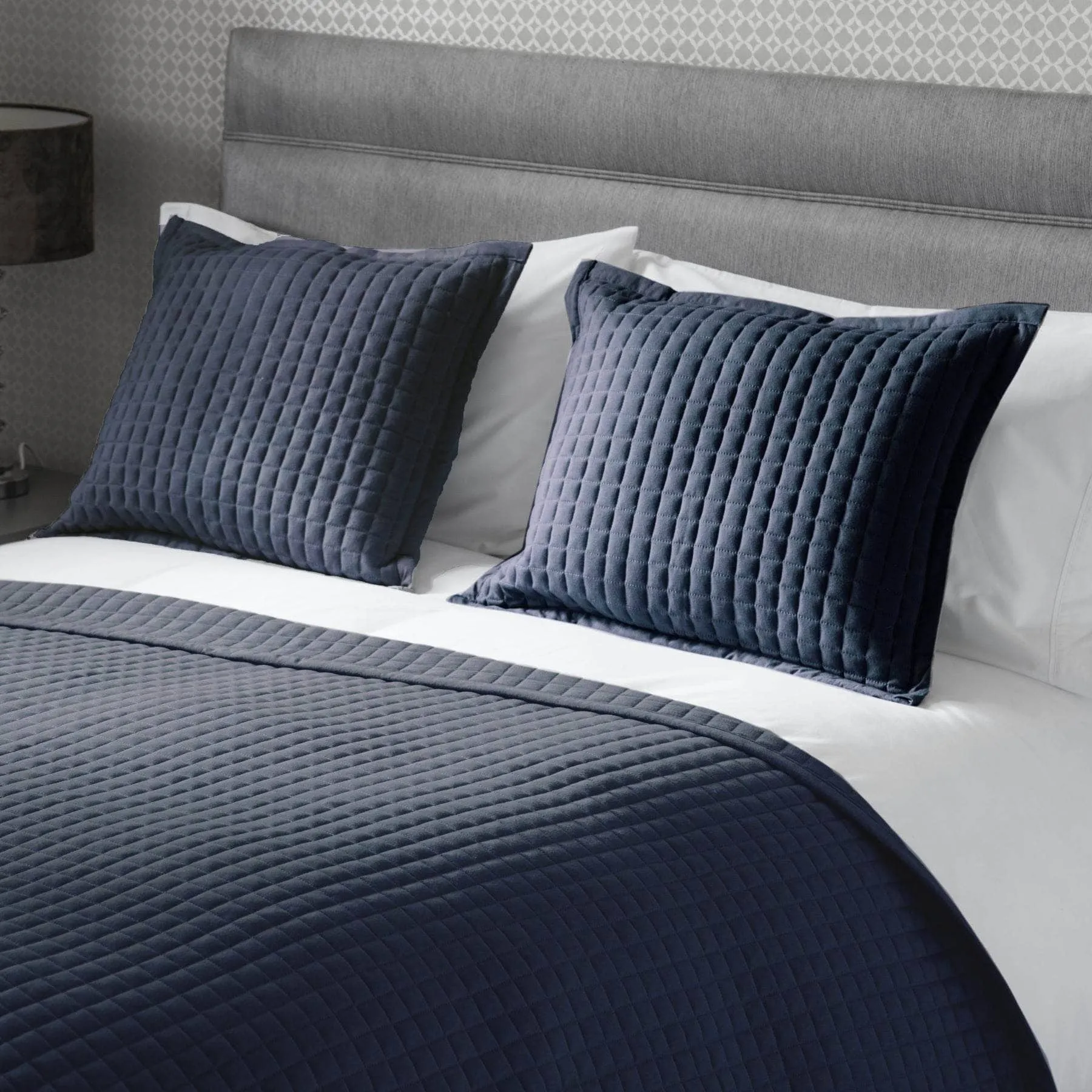 Crompton Quilted Cushion - Navy