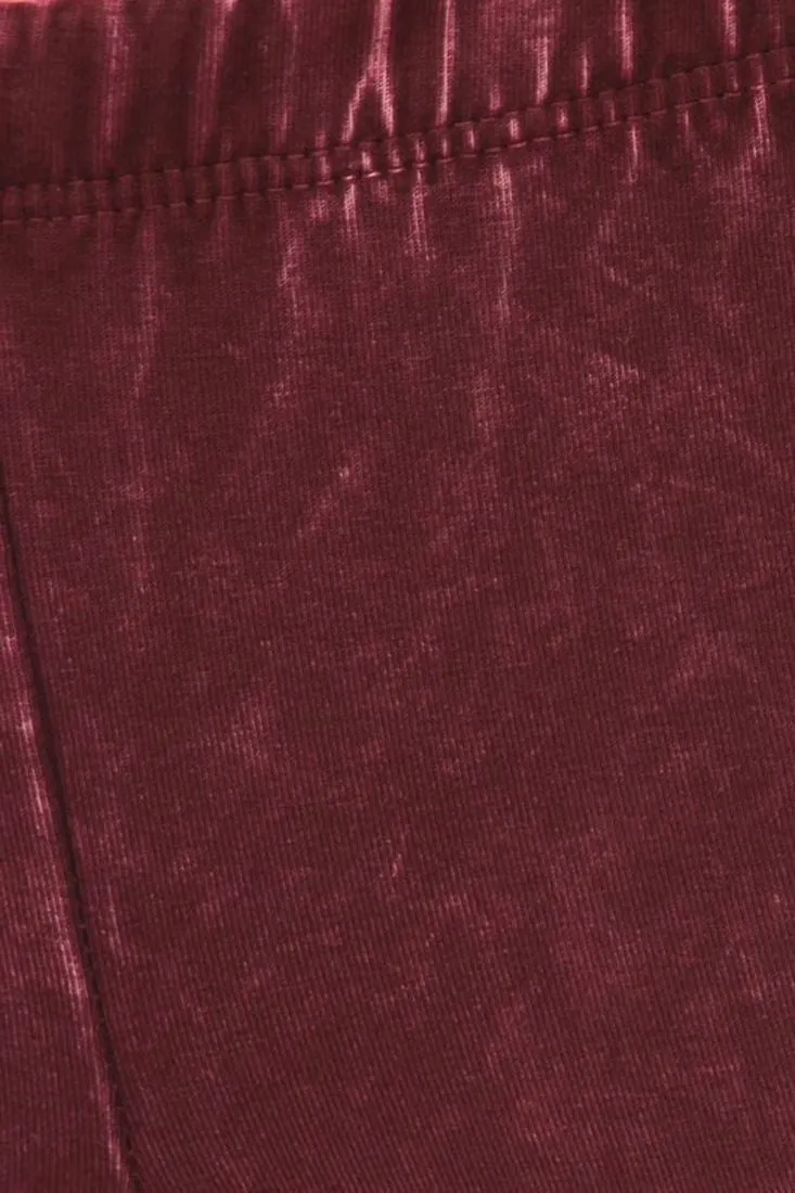 Cropped Pants High Waist Flare Denim Burgundy