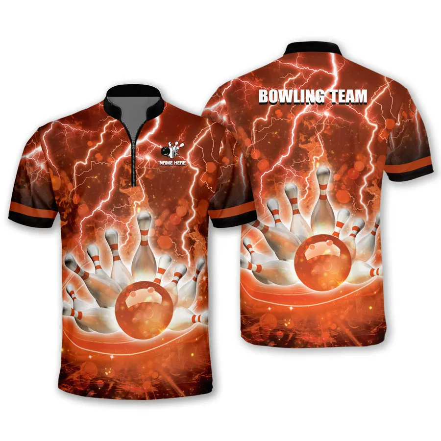 Custom Bowling Shirts Men Women Funny Multi Color Thunder Polo Shirt, Idea Gift for Bowling Players