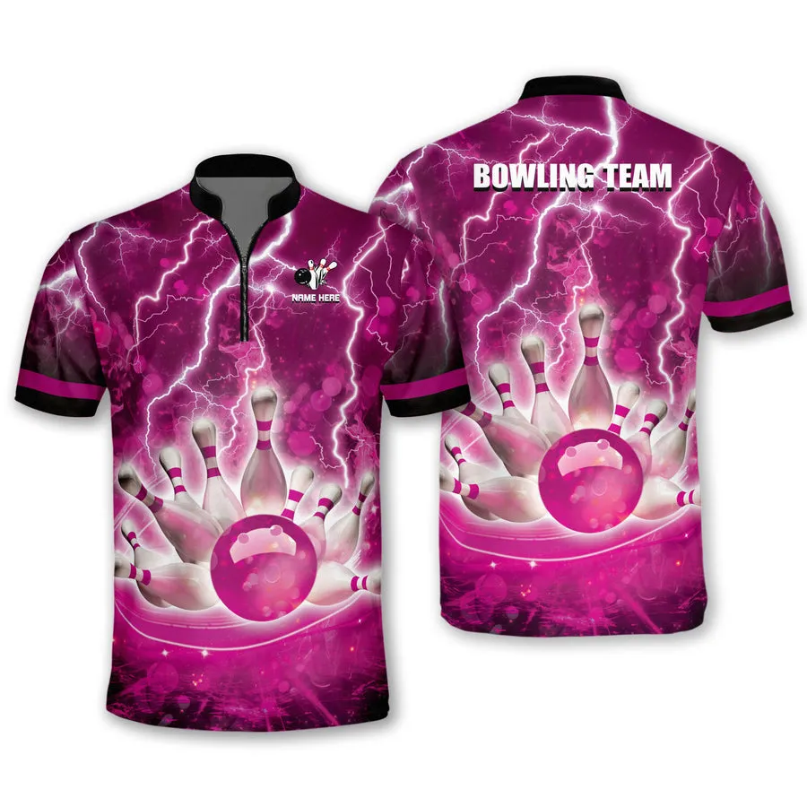 Custom Bowling Shirts Men Women Funny Multi Color Thunder Polo Shirt, Idea Gift for Bowling Players