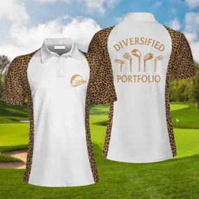 Diversified Portfolio Leopard Pattern Golf Sleeve Women Polo Shirt, Idea Gift for Golf Lovers