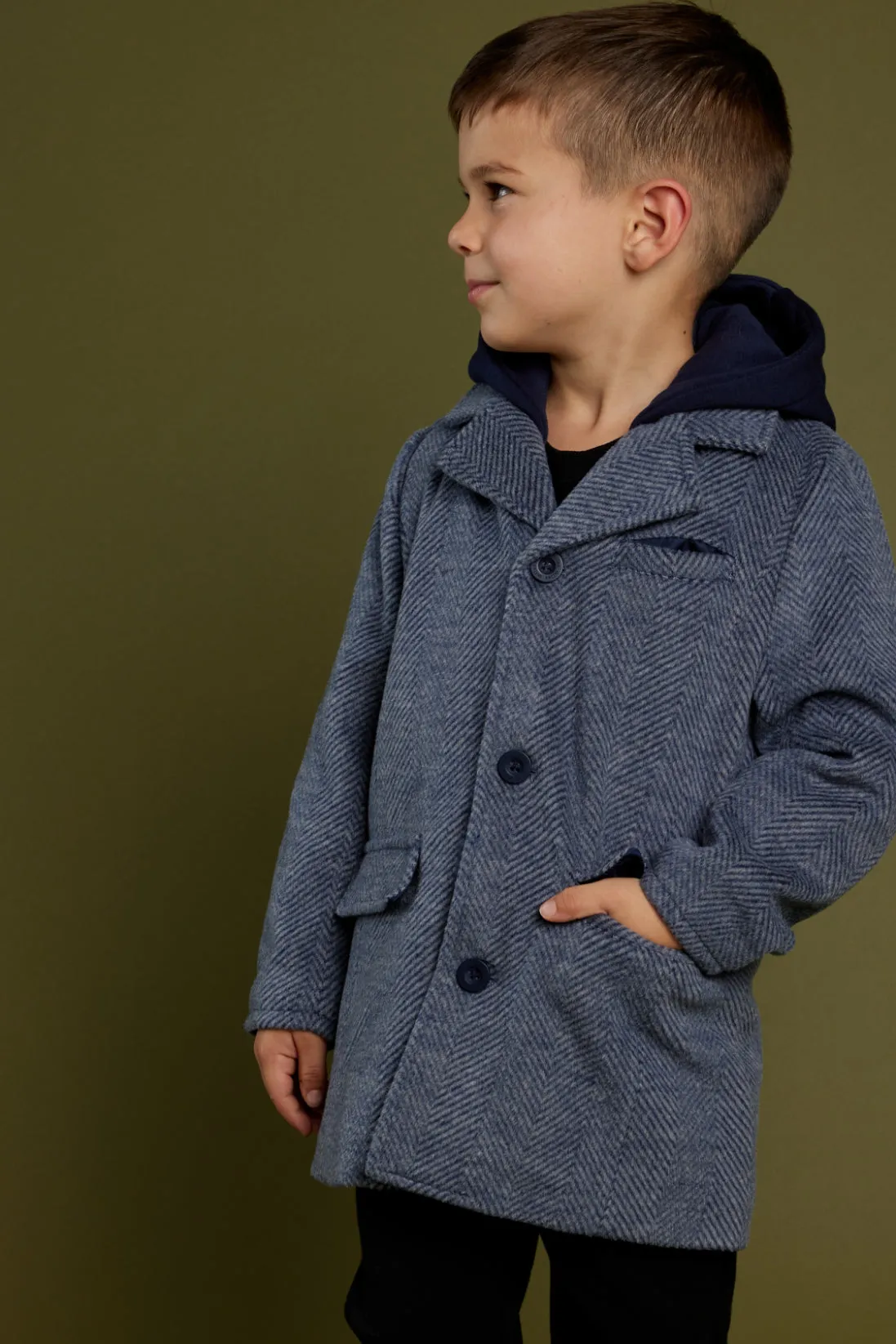 Dress Blue Hooded Coat