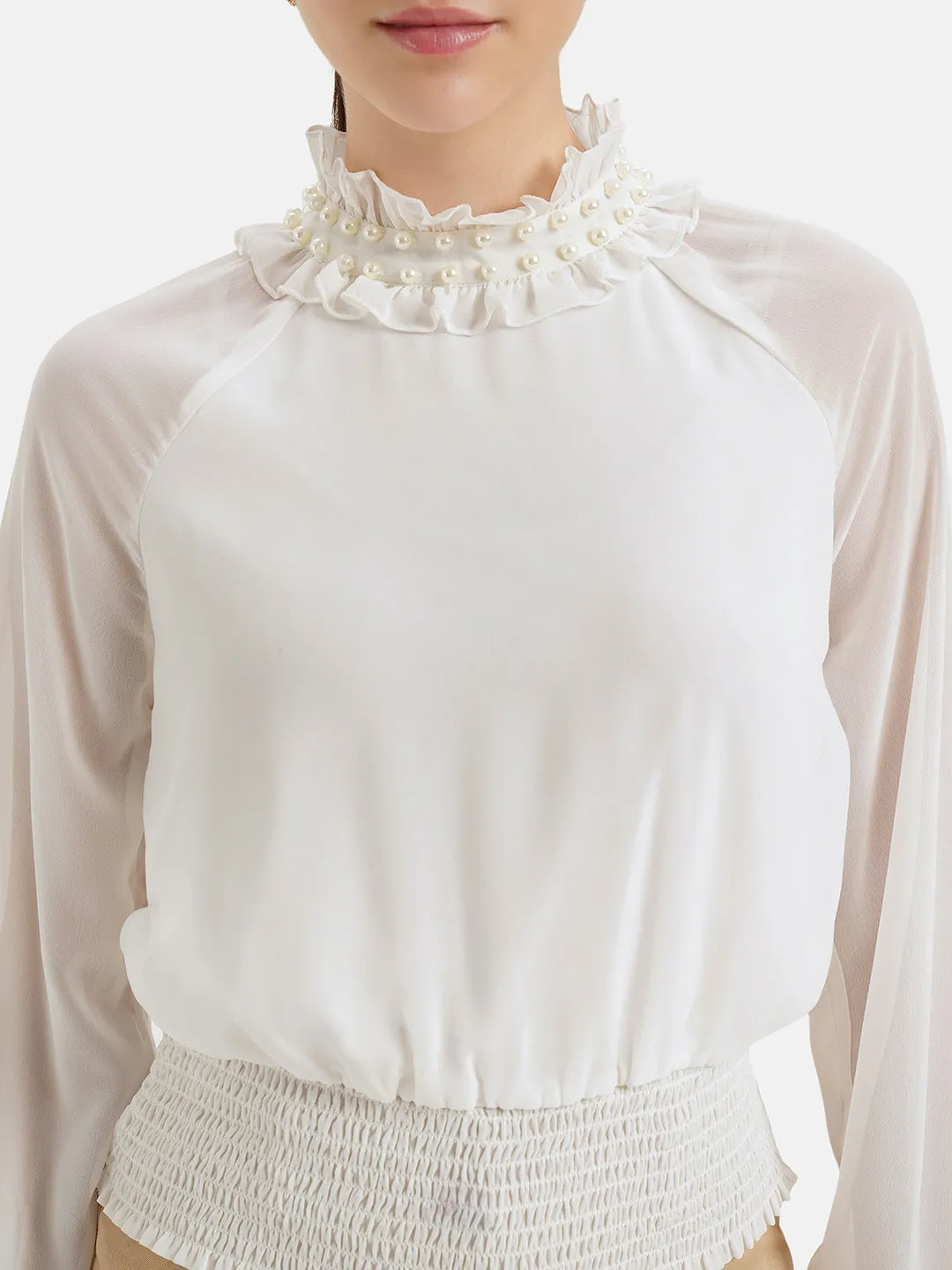 Embellished Smocked Top