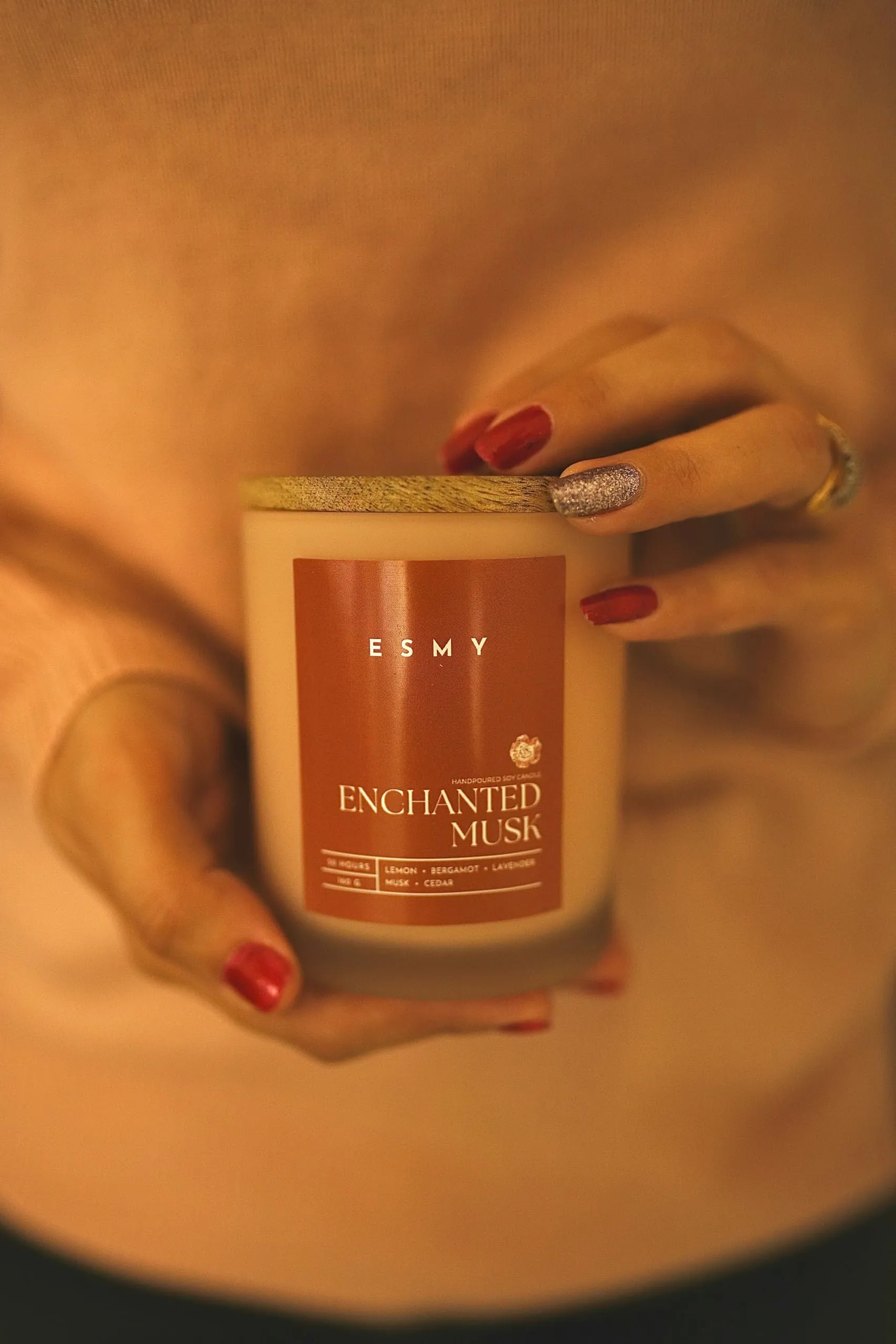 ESMY Soy Wax Scented Candle | Enchanted Musk | 30 Hours Burn Time | Non-Toxic, Long-Lasting, Premium Scented Candle for Home Decor, Gifting & Aromatherapy