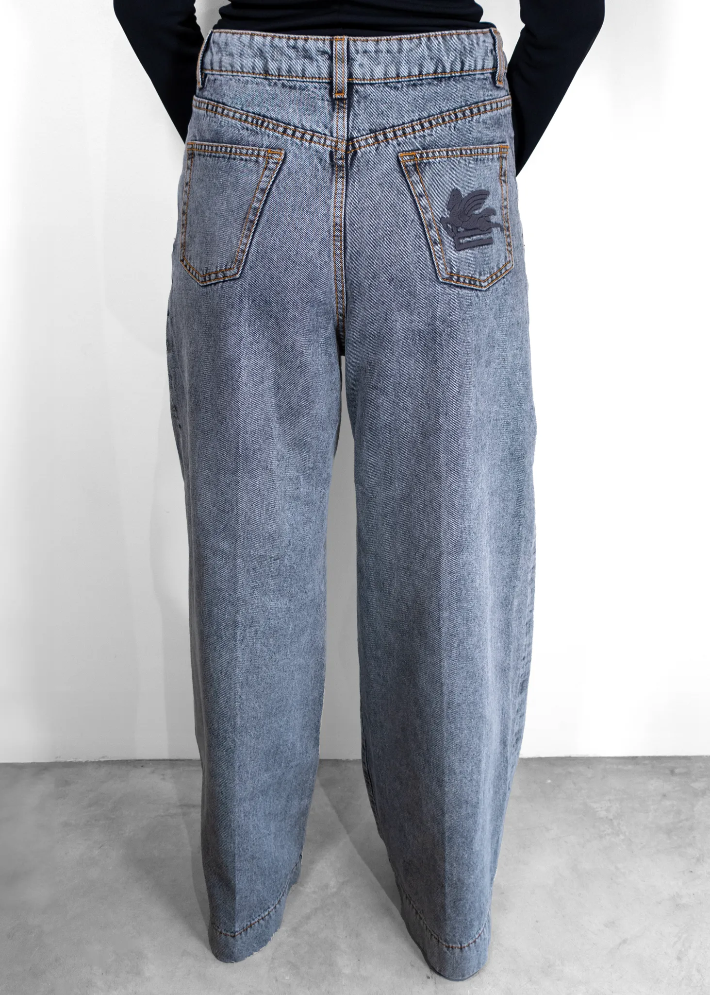 Etro Wide Leg Jeans With Pegaso