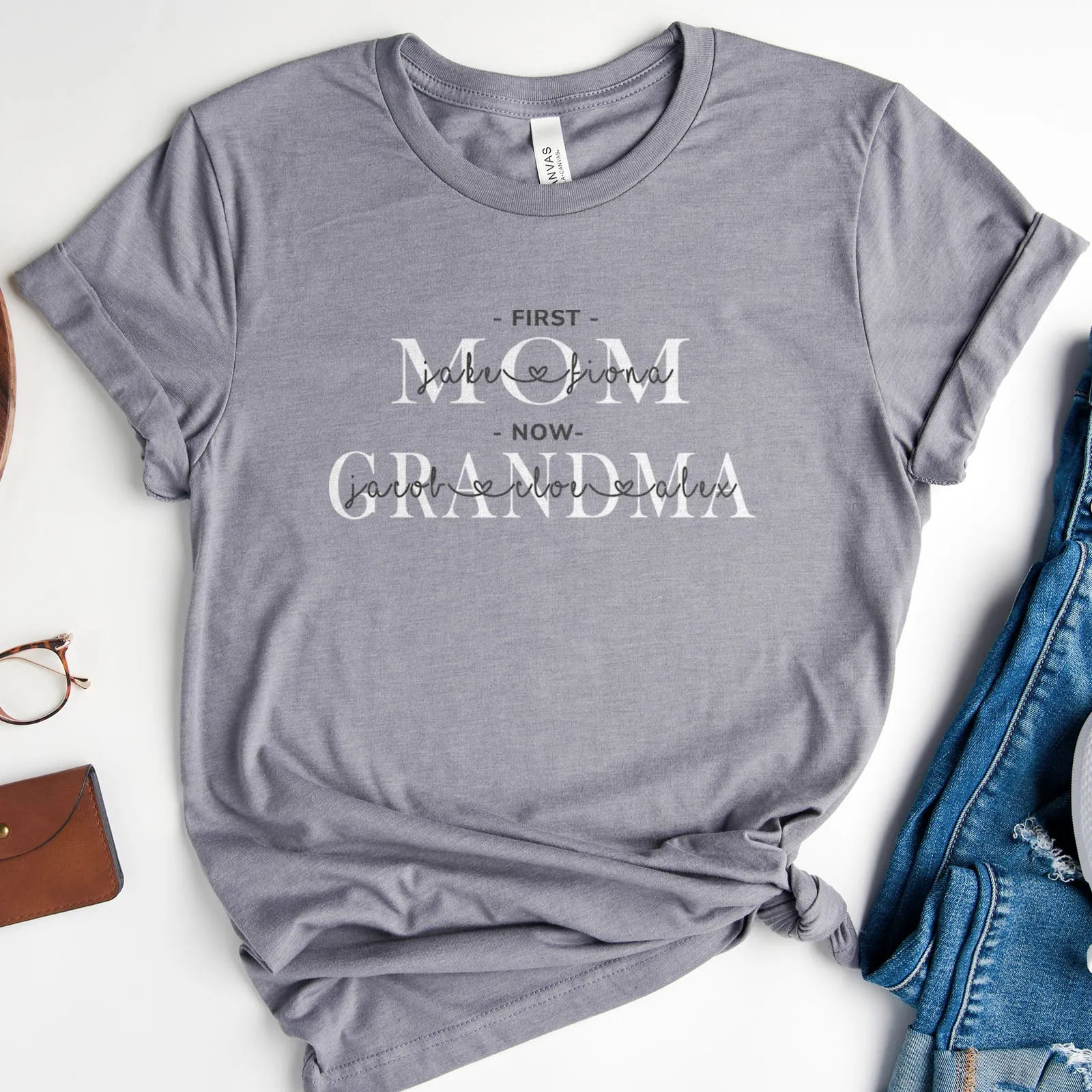 First Mom | Now Grandma Personalized Tee