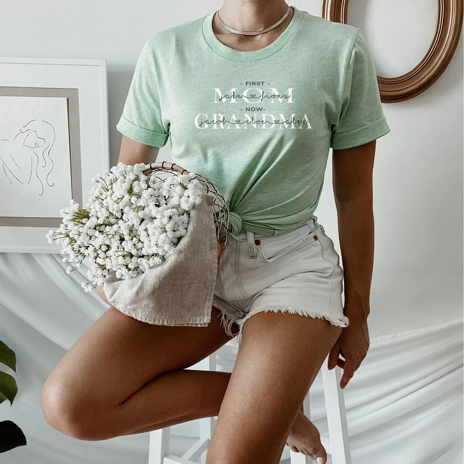 First Mom | Now Grandma Personalized Tee