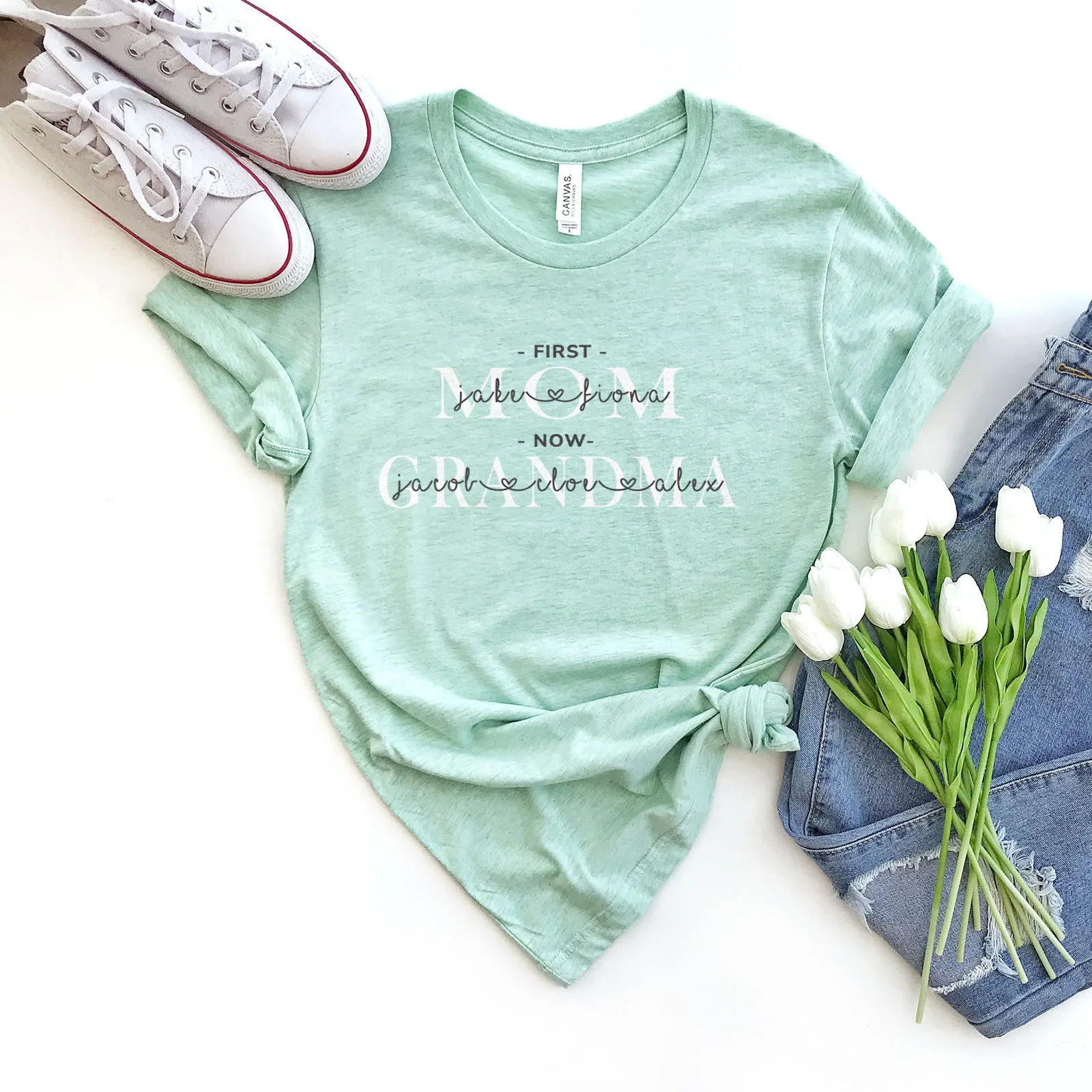 First Mom | Now Grandma Personalized Tee