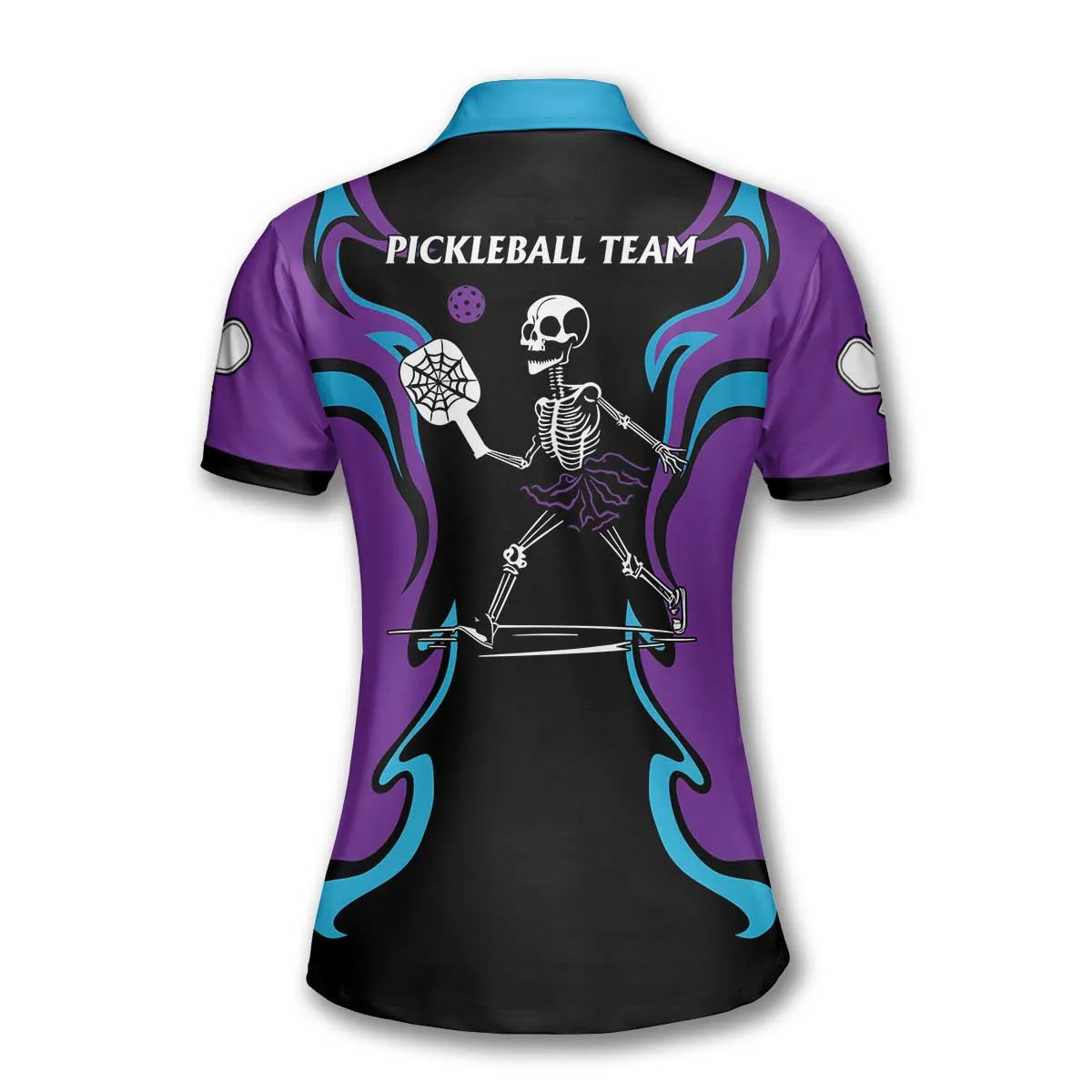 Funny Skull Pickleball Custom Name Polo Shirts For Women